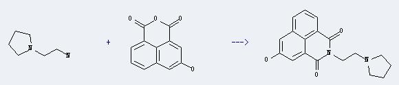 1H,3H-Naphtho[1,8-cd]pyran-1,3-dione,5-hydroxy- can react with 2-pyrrolidin-1-yl-ethylamine to produce 5-hydroxy-2-(2-pyrrolidin-1-yl-ethyl)-benzo[de]isoquinoline-1,3-dione